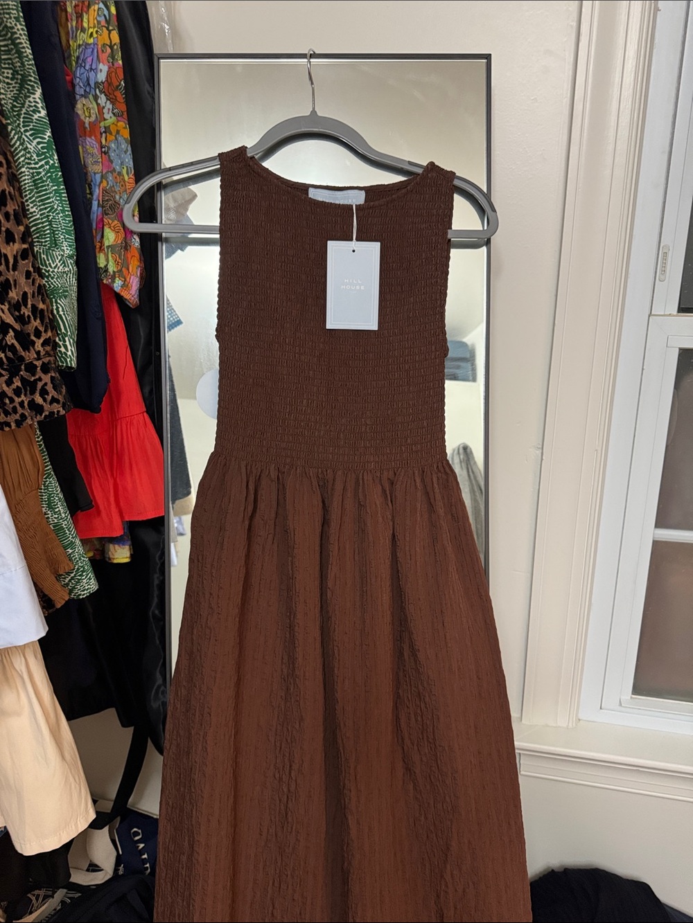 Hill House Brown Smocked Midi Dress - Picture 4 of 5